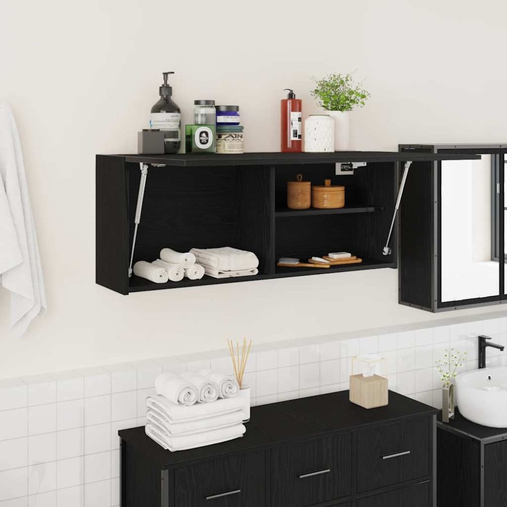 vidaXL Dulap de perete de baie, negru, 100x25x40 cm, lemn prelucrat