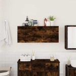 vidaXL Dulap perete baie, stejar fumuriu, 100x25x40 cm, lemn prelucrat vidaXL Dulap perete baie, stejar fumuriu, 100x25x40 cm, lemn prelucrat