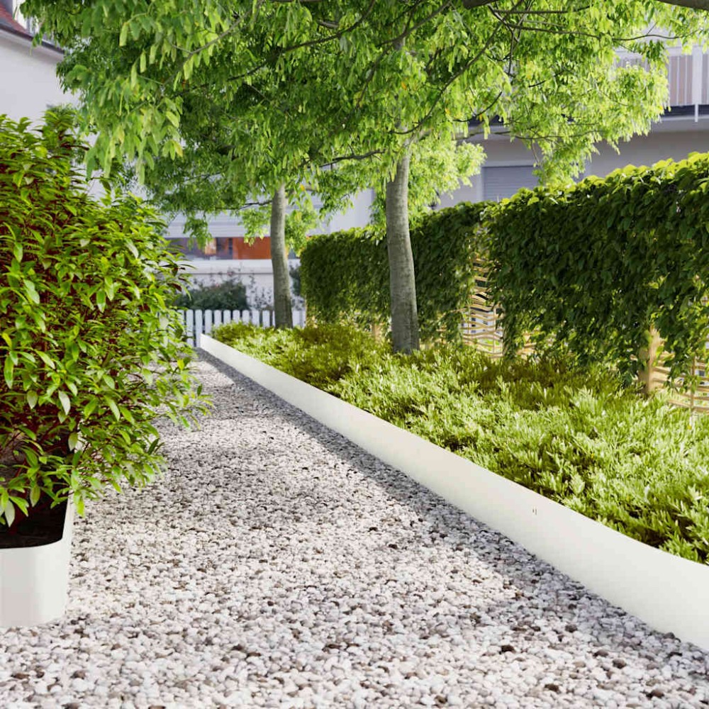 vidaXL Borduri de gazon 10 buc Alb 20x103 cm Oțel laminat la rece