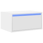 vidaXL Noptieră montată pe perete cu lumini LED, alb