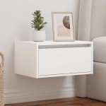 vidaXL Noptieră montată pe perete cu lumini LED, alb