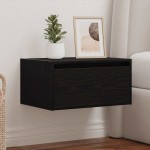 vidaXL Noptiera montata pe perete cu lumini LED Stejar negru