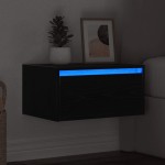 vidaXL Noptiera montata pe perete cu lumini LED Stejar negru