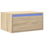 vidaXL Noptieră montată pe perete cu lumini LED, stejar sonoma vidaXL Noptieră montată pe perete cu lumini LED, stejar sonoma
