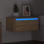 vidaXL Noptieră montată pe perete cu lumini LED, stejar sonoma vidaXL Noptieră montată pe perete cu lumini LED, stejar sonoma