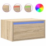 vidaXL Noptiere montate pe perete cu lumini LED, 2 buc., stejar sonoma vidaXL Noptiere montate pe perete cu lumini LED, 2 buc., stejar sonoma