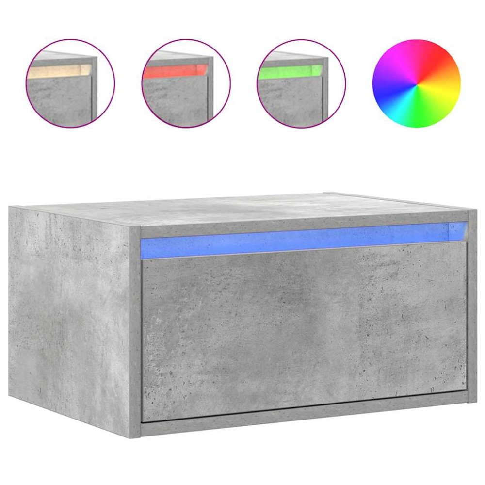 vidaXL Noptieră montată pe perete cu lumini LED, gri beton