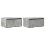 vidaXL Noptiere montate pe perete cu lumini LED, 2 buc., gri beton vidaXL Noptiere montate pe perete cu lumini LED, 2 buc., gri beton