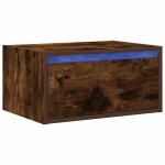 vidaXL Noptieră montată pe perete cu lumini LED, stejar fumuriu vidaXL Noptieră montată pe perete cu lumini LED, stejar fumuriu