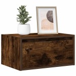 vidaXL Noptiere montate pe perete cu lumini LED, 2 buc.,stejar fumuriu vidaXL Noptiere montate pe perete cu lumini LED, 2 buc.,stejar fumuriu