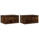 vidaXL Noptiere montate pe perete cu lumini LED, 2 buc.,stejar fumuriu vidaXL Noptiere montate pe perete cu lumini LED, 2 buc.,stejar fumuriu
