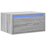 vidaXL Noptieră montată pe perete cu lumini LED, sonoma gri vidaXL Noptieră montată pe perete cu lumini LED, sonoma gri