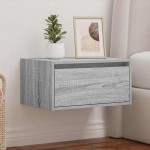 vidaXL Noptieră montată pe perete cu lumini LED, sonoma gri vidaXL Noptieră montată pe perete cu lumini LED, sonoma gri