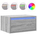 vidaXL Noptiere montate pe perete cu lumini LED, 2 buc., sonoma gri vidaXL Noptiere montate pe perete cu lumini LED, 2 buc., sonoma gri