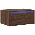 vidaXL Noptieră montată pe perete cu lumini LED, stejar maro vidaXL Noptieră montată pe perete cu lumini LED, stejar maro