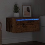 vidaXL Noptiera montata pe perete cu lumini LED Lemn vechi