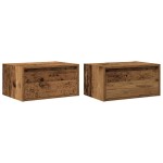 vidaXL Noptiere montate pe perete cu lumini LED 2 buc Lemn vechi vidaXL Noptiere montate pe perete cu lumini LED 2 buc Lemn vechi