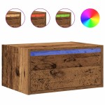 vidaXL Noptiere montate pe perete cu lumini LED 2 buc Lemn vechi vidaXL Noptiere montate pe perete cu lumini LED 2 buc Lemn vechi