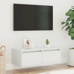 vidaXL Dulap TV cu lumini LED alb 75x35,5x25 cm vidaXL Dulap TV cu lumini LED alb 75x35,5x25 cm
