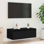 vidaXL Dulap TV cu lumini LED Stejar negru 75x35,5x25 cm vidaXL Dulap TV cu lumini LED Stejar negru 75x35,5x25 cm