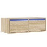 vidaXL Comodă TV cu lumini LED, stejar sonoma, 75x35,5x25 cm