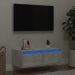 vidaXL Comodă TV cu lumini LED, gri beton, 75x35,5x25 cm vidaXL Comodă TV cu lumini LED, gri beton, 75x35,5x25 cm