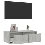 vidaXL Comodă TV cu lumini LED, gri beton, 75x35,5x25 cm vidaXL Comodă TV cu lumini LED, gri beton, 75x35,5x25 cm