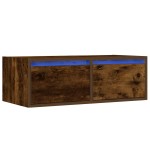 vidaXL Comodă TV cu lumini LED, stejar fumuriu,75x35,5x25 cm