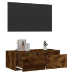 vidaXL Comodă TV cu lumini LED, stejar fumuriu,75x35,5x25 cm
