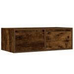 vidaXL Comodă TV cu lumini LED, stejar fumuriu,75x35,5x25 cm
