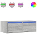 vidaXL Comodă TV cu lumini LED, gri sonoma, 75x35,5x25 cm