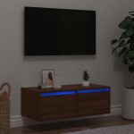 vidaXL Comodă TV cu lumini LED, stejar maro, 75x35,5x25 cm vidaXL Comodă TV cu lumini LED, stejar maro, 75x35,5x25 cm
