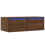 vidaXL Comodă TV cu lumini LED, stejar maro, 75x35,5x25 cm vidaXL Comodă TV cu lumini LED, stejar maro, 75x35,5x25 cm