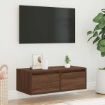 vidaXL Comodă TV cu lumini LED, stejar maro, 75x35,5x25 cm vidaXL Comodă TV cu lumini LED, stejar maro, 75x35,5x25 cm