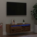 vidaXL Comodă TV cu lumini LED, lemn vechi, 75x35,5x25 cm vidaXL Comodă TV cu lumini LED, lemn vechi, 75x35,5x25 cm