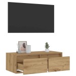 vidaXL Comodă TV cu lumini LED, stejar artizanal, 75x35,5x25 cm