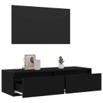 vidaXL Dulap TV cu lumini LED Stejar negru 100X35,5x25 cm vidaXL Dulap TV cu lumini LED Stejar negru 100X35,5x25 cm