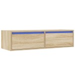 vidaXL Comodă TV cu lumini LED, stejar sonoma, 100X35,5x25 cm
