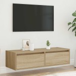 vidaXL Comodă TV cu lumini LED, stejar sonoma, 100X35,5x25 cm