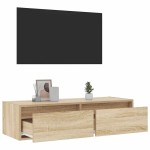 vidaXL Comodă TV cu lumini LED, stejar sonoma, 100X35,5x25 cm