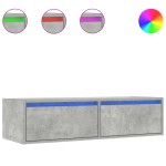 vidaXL Comodă TV cu lumini LED, gri beton, 100X35,5x25 cm vidaXL Comodă TV cu lumini LED, gri beton, 100X35,5x25 cm
