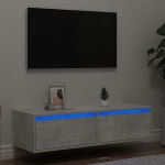 vidaXL Comodă TV cu lumini LED, gri beton, 100X35,5x25 cm vidaXL Comodă TV cu lumini LED, gri beton, 100X35,5x25 cm