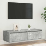 vidaXL Comodă TV cu lumini LED, gri beton, 100X35,5x25 cm vidaXL Comodă TV cu lumini LED, gri beton, 100X35,5x25 cm