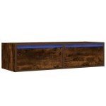vidaXL Comodă TV cu lumini LED, stejar fumuriu,100X35,5x25 cm