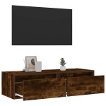 vidaXL Comodă TV cu lumini LED, stejar fumuriu,100X35,5x25 cm