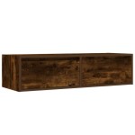 vidaXL Comodă TV cu lumini LED, stejar fumuriu,100X35,5x25 cm