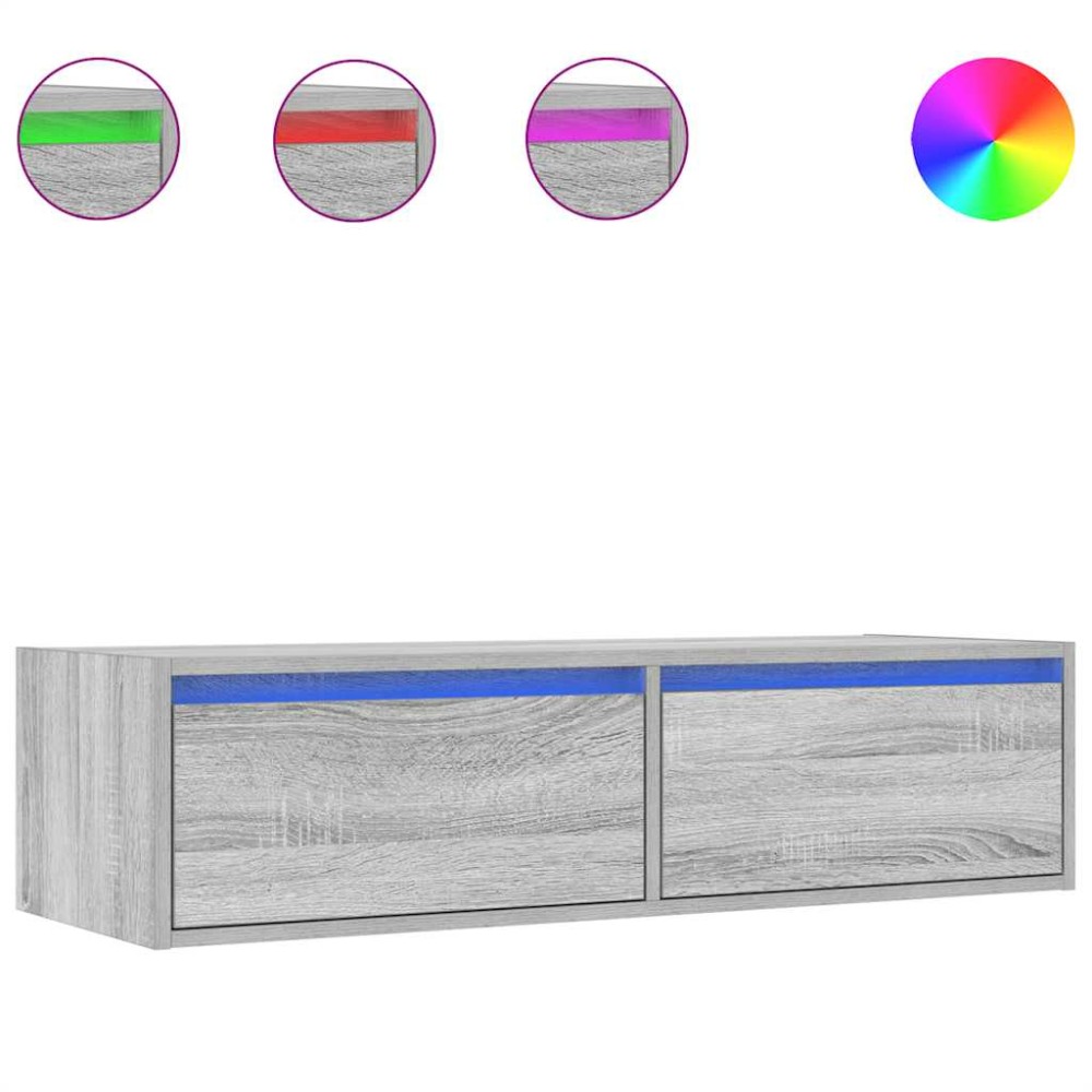 vidaXL Comodă TV cu lumini LED, gri sonoma, 100X35,5x25 cm