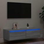 vidaXL Comodă TV cu lumini LED, gri sonoma, 100X35,5x25 cm vidaXL Comodă TV cu lumini LED, gri sonoma, 100X35,5x25 cm