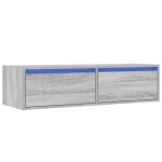vidaXL Comodă TV cu lumini LED, gri sonoma, 100X35,5x25 cm vidaXL Comodă TV cu lumini LED, gri sonoma, 100X35,5x25 cm