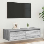 vidaXL Comodă TV cu lumini LED, gri sonoma, 100X35,5x25 cm vidaXL Comodă TV cu lumini LED, gri sonoma, 100X35,5x25 cm